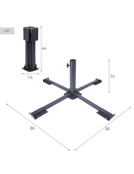 Base metálica dobrável para guarda-sol