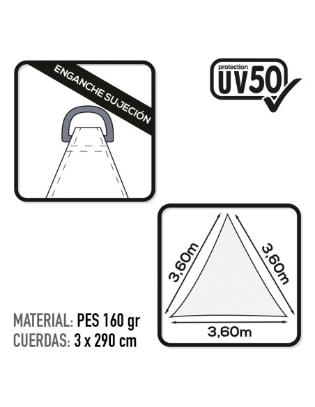 Toldo triangular de sombreamento 360x360x360 cm em branco