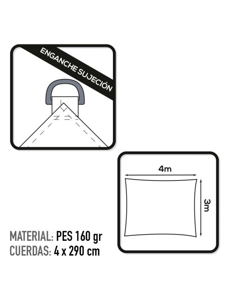 Toldo retangular para sombra 400x300 cm branco