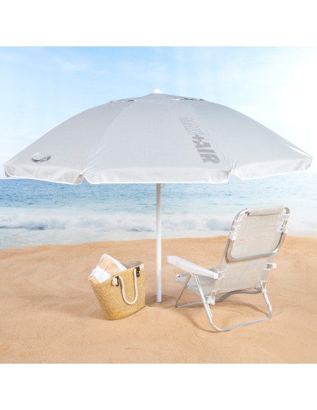 Guarda-sol de praia 8 varas 220 cm cinzento guarda-sol basculante UV50