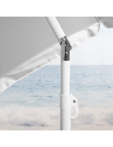 Guarda-sol de praia 8 varas 220 cm cinzento guarda-sol basculante UV50