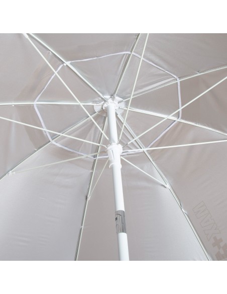 Guarda-sol de praia 8 varas 220 cm cinzento guarda-sol basculante UV50