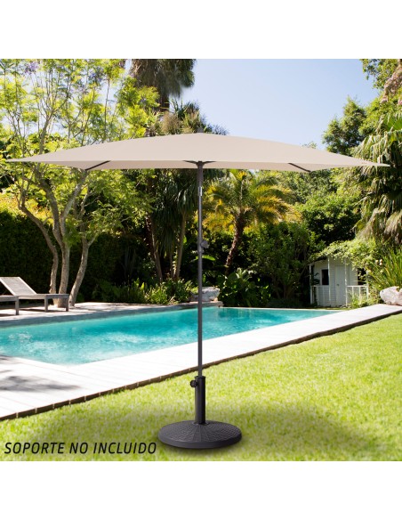 Guarda-sol retangular basculante de jardim 200x125 cm UV30 creme