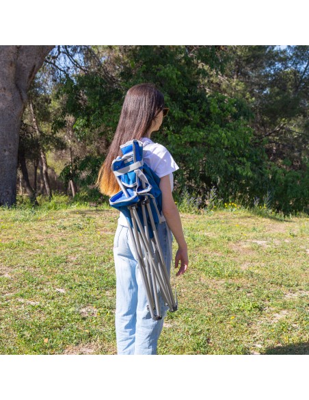 Cadeira de camping dobrável azul anti-tombamento
