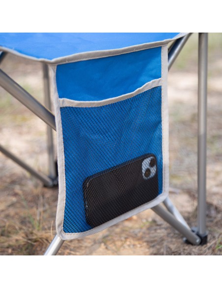 Cadeira de camping dobrável azul anti-tombamento