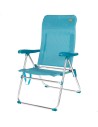 Cadeira de praia dobrável com múltiplas posições, azul, 47x62x90 cm, com alça