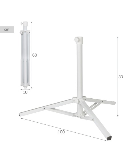 Base para guarda-sol com 3 pernas 100x83 cm metal branco
