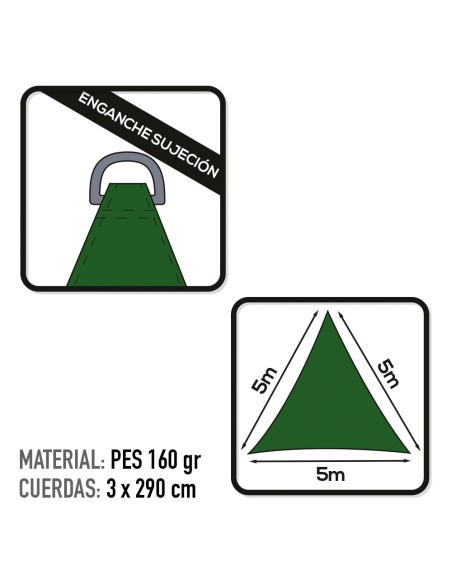 Toldo triangular de sombreamento 500x500x500 cm verde