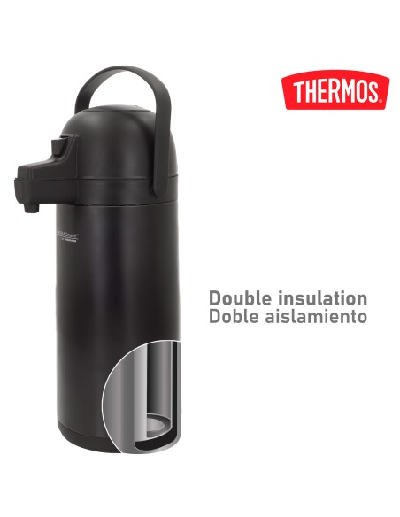 Garrafa térmica de aço inoxidável Thermos de 1,9 litros preta com doseador