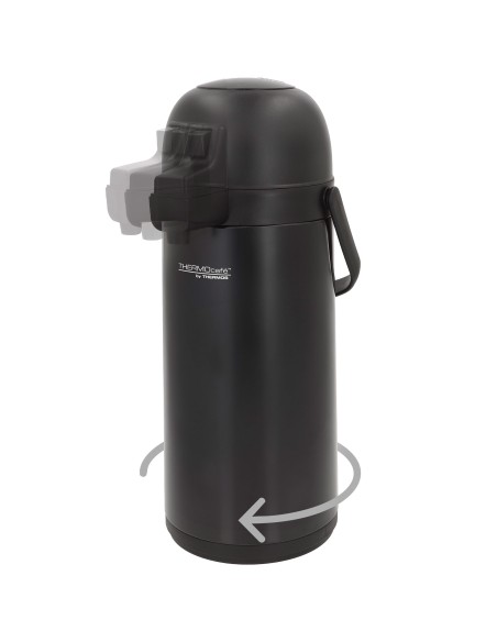 Garrafa térmica de aço inoxidável Thermos de 1,9 litros preta com doseador