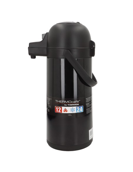 Garrafa térmica de aço inoxidável Thermos de 1,9 litros preta com doseador