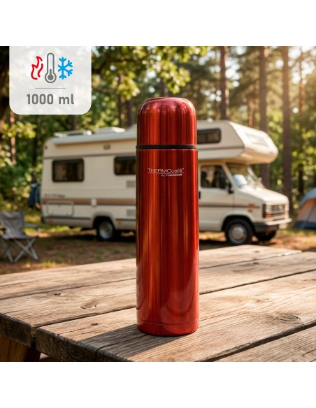 Garrafa térmica Thermos de aço inoxidável 1L vermelha