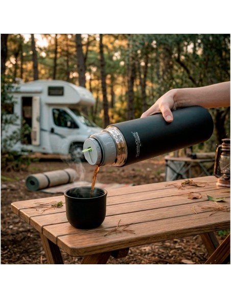 Garrafa térmica Thermos em aço inoxidável 1L preto
