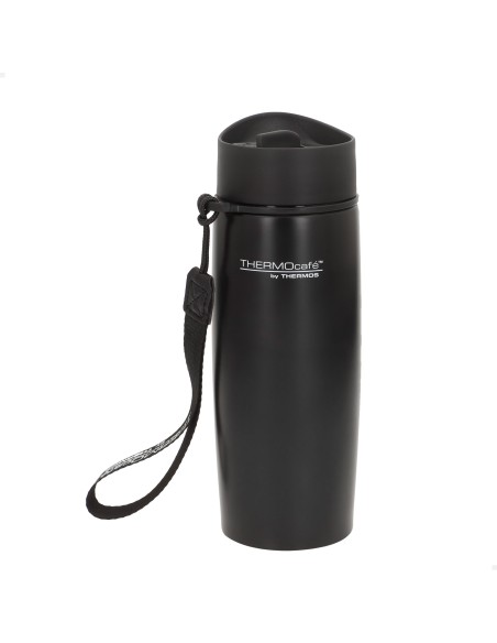 Garrafa térmica de aço inoxidável Thermos de 350 ml preta com alça de transporte