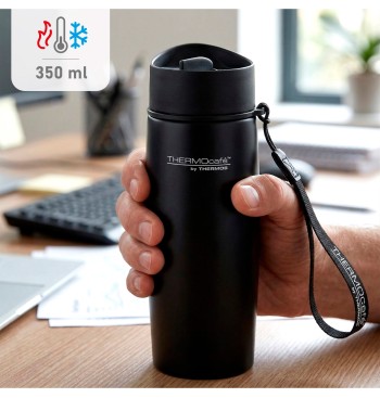 Garrafa térmica de aço inoxidável Thermos de 350 ml preta... 2