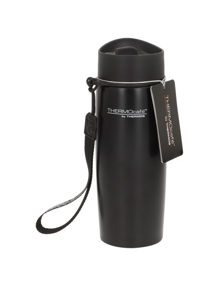 Garrafa térmica de aço inoxidável Thermos de 350 ml preta com alça de transporte
