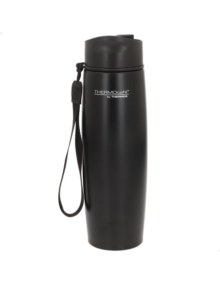 Garrafa térmica de aço inoxidável Thermos de 500 ml preta com alça de transporte