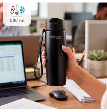 Garrafa térmica de aço inoxidável Thermos de 500 ml preta... 2
