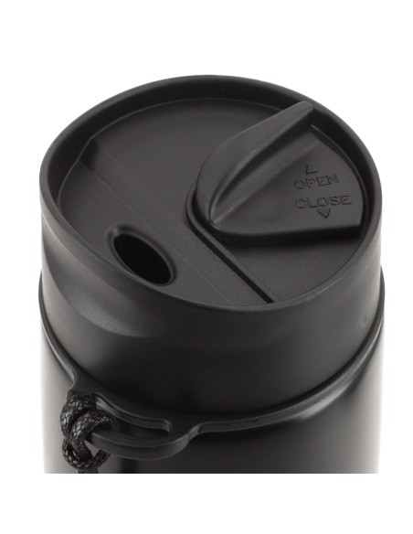 Garrafa térmica de aço inoxidável Thermos de 500 ml preta com alça de transporte