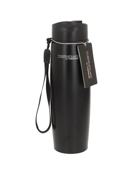 Garrafa térmica de aço inoxidável Thermos de 500 ml preta com alça de transporte