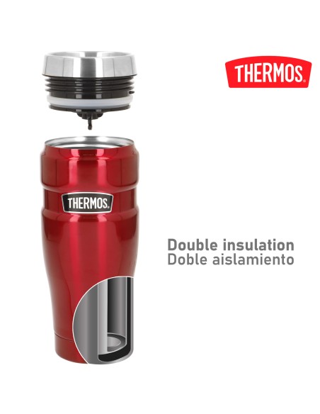 Garrafa térmica Thermos de aço inoxidável 470 ml metalizada vermelha