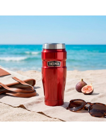 Garrafa térmica Thermos de aço inoxidável 470 ml metalizada vermelha