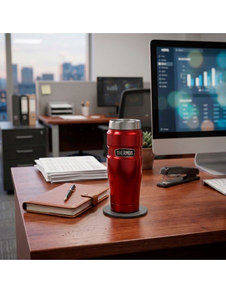 Garrafa térmica Thermos de aço inoxidável 470 ml metalizada vermelha