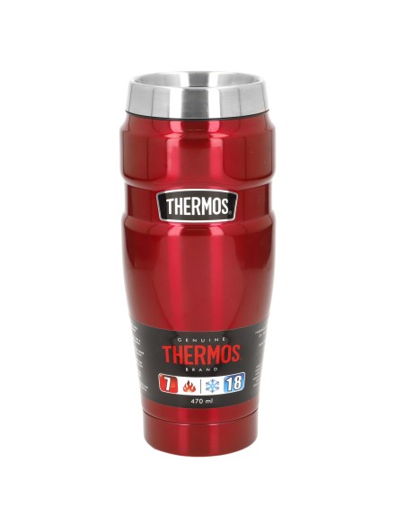 Garrafa térmica Thermos de aço inoxidável 470 ml metalizada vermelha