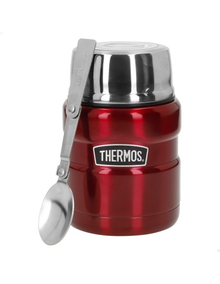 Garrafa térmica para alimentos Thermos 470 ml em aço inoxidável vermelho com colher dobrável