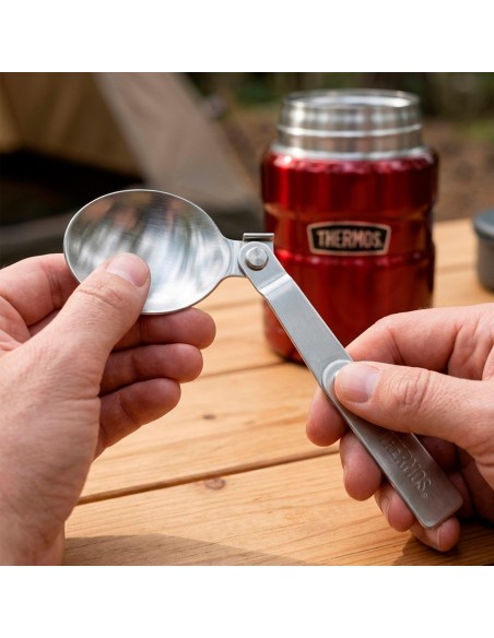 Garrafa térmica para alimentos Thermos 470 ml em aço inoxidável vermelho com colher dobrável
