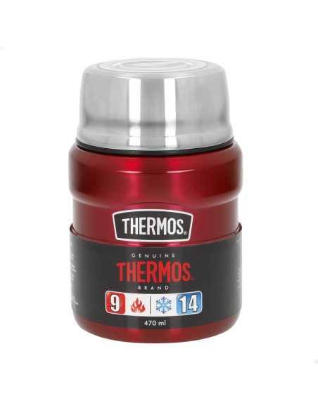 Garrafa térmica para alimentos Thermos 470 ml em aço inoxidável vermelho com colher dobrável