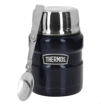 Garrafa térmica para alimentos Thermos 470 ml azul em aço...