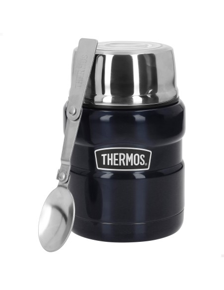 Garrafa térmica para alimentos Thermos 470 ml azul em aço inoxidável com colher dobrável
