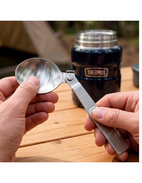 Garrafa térmica para alimentos Thermos 470 ml azul em aço inoxidável com colher dobrável