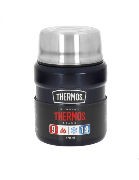 Garrafa térmica para alimentos Thermos 470 ml azul em aço inoxidável com colher dobrável