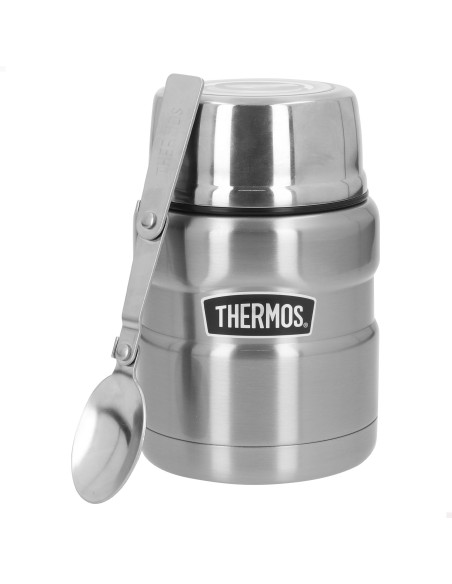 Garrafa térmica para alimentos Thermos 470 ml em aço inoxidável prateado com colher dobrável