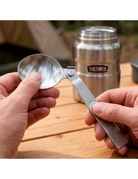 Garrafa térmica para alimentos Thermos 470 ml em aço inoxidável prateado com colher dobrável