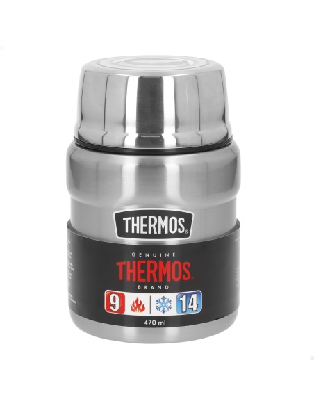 Garrafa térmica para alimentos Thermos 470 ml em aço inoxidável prateado com colher dobrável