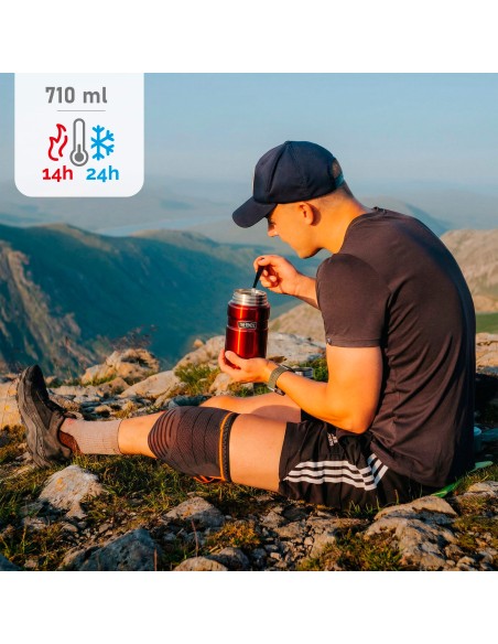 Garrafa térmica para alimentos Thermos 710 ml em aço inoxidável vermelho