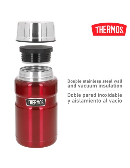 Garrafa térmica para alimentos Thermos 710 ml em aço inoxidável vermelho