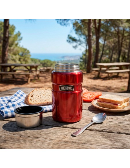 Garrafa térmica para alimentos Thermos 710 ml em aço inoxidável vermelho