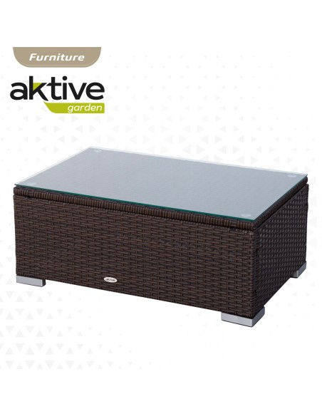 Conjunto de móveis de pátio com poltronas de vime, sofá e mesa de centro Aktive