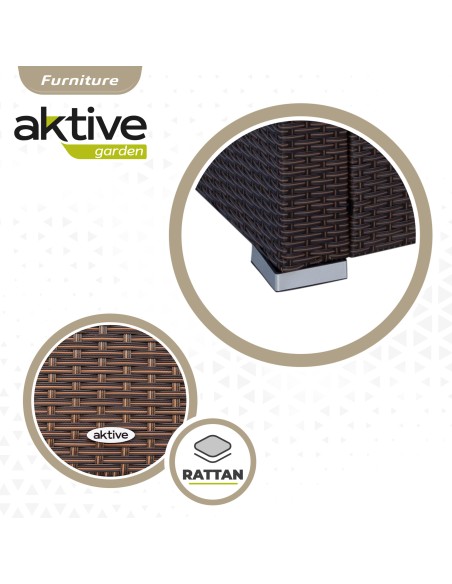Conjunto de móveis de pátio com poltronas de vime, sofá e mesa de centro Aktive