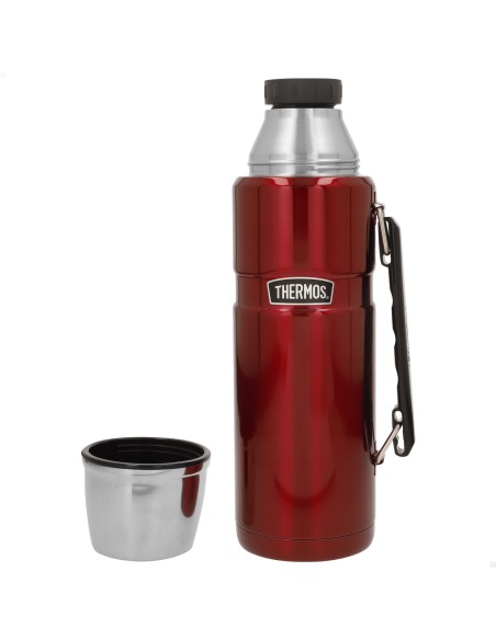Garrafa térmica Thermos de aço inoxidável 1,2L vermelha com pega