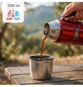 Garrafa térmica Thermos de aço inoxidável 1,2L vermelha... 2