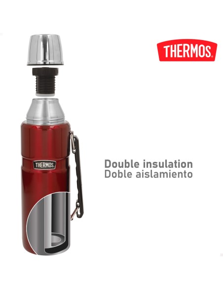 Garrafa térmica Thermos de aço inoxidável 1,2L vermelha com pega