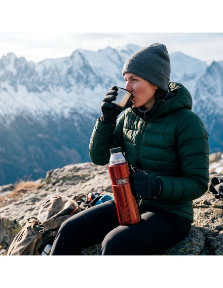 Garrafa térmica Thermos de aço inoxidável 1,2L vermelha com pega
