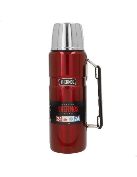 Garrafa térmica Thermos de aço inoxidável 1,2L vermelha com pega