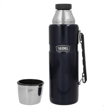 Garrafa térmica Thermos de aço inoxidável 1,2L azul com pega