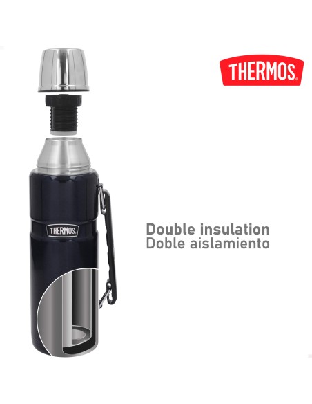 Garrafa térmica Thermos de aço inoxidável 1,2L azul com pega